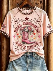 Real Cowgirls Love Jesus T-Shirt Christian Cowgirl Clothes Gift Ideas For Wife