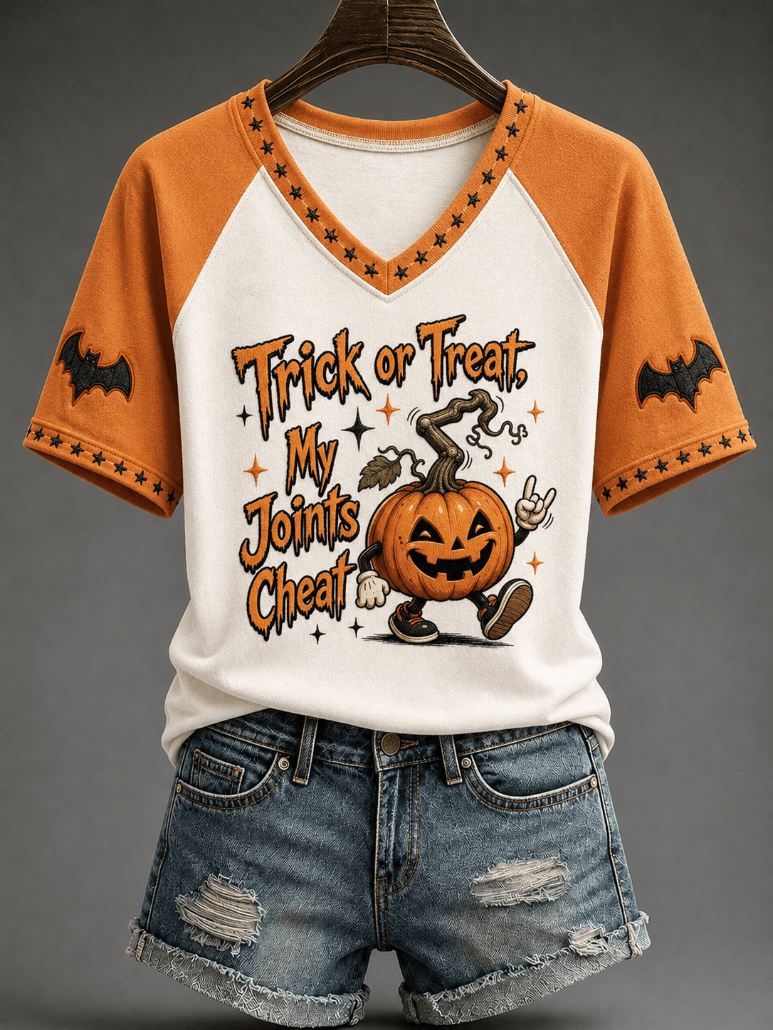 Trick Or Treat My Joints Cheat V-Neck Shirt Halloween Spooky Merch Halloween Apparel For Her