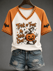 Trick Or Treat My Joints Cheat V-Neck Shirt Halloween Spooky Merch Halloween Apparel For Her
