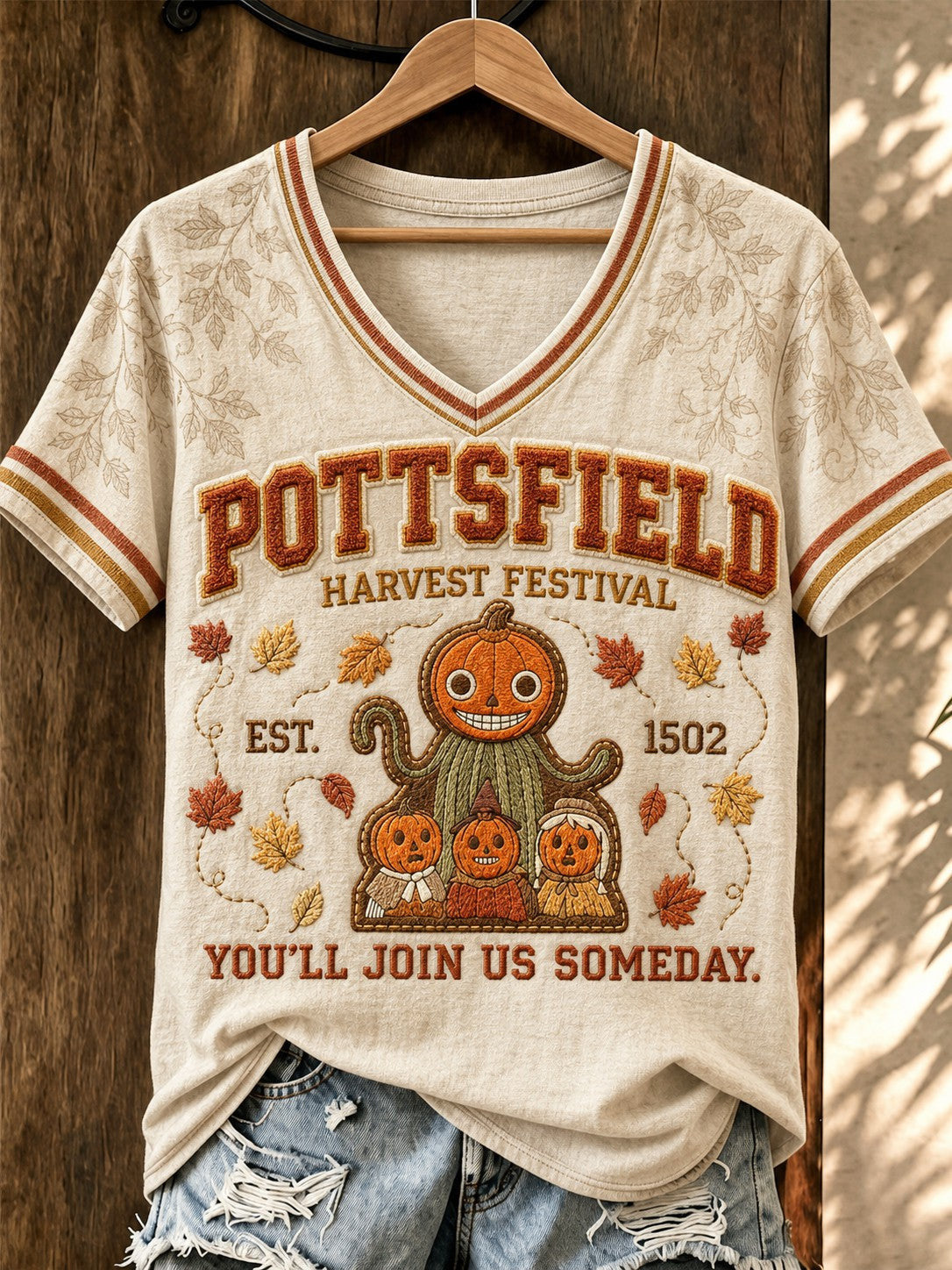 Potsfield Harvest Festival Est 1502 V-Neck Shirt You'll Join Us Someday Merch Halloween Gift