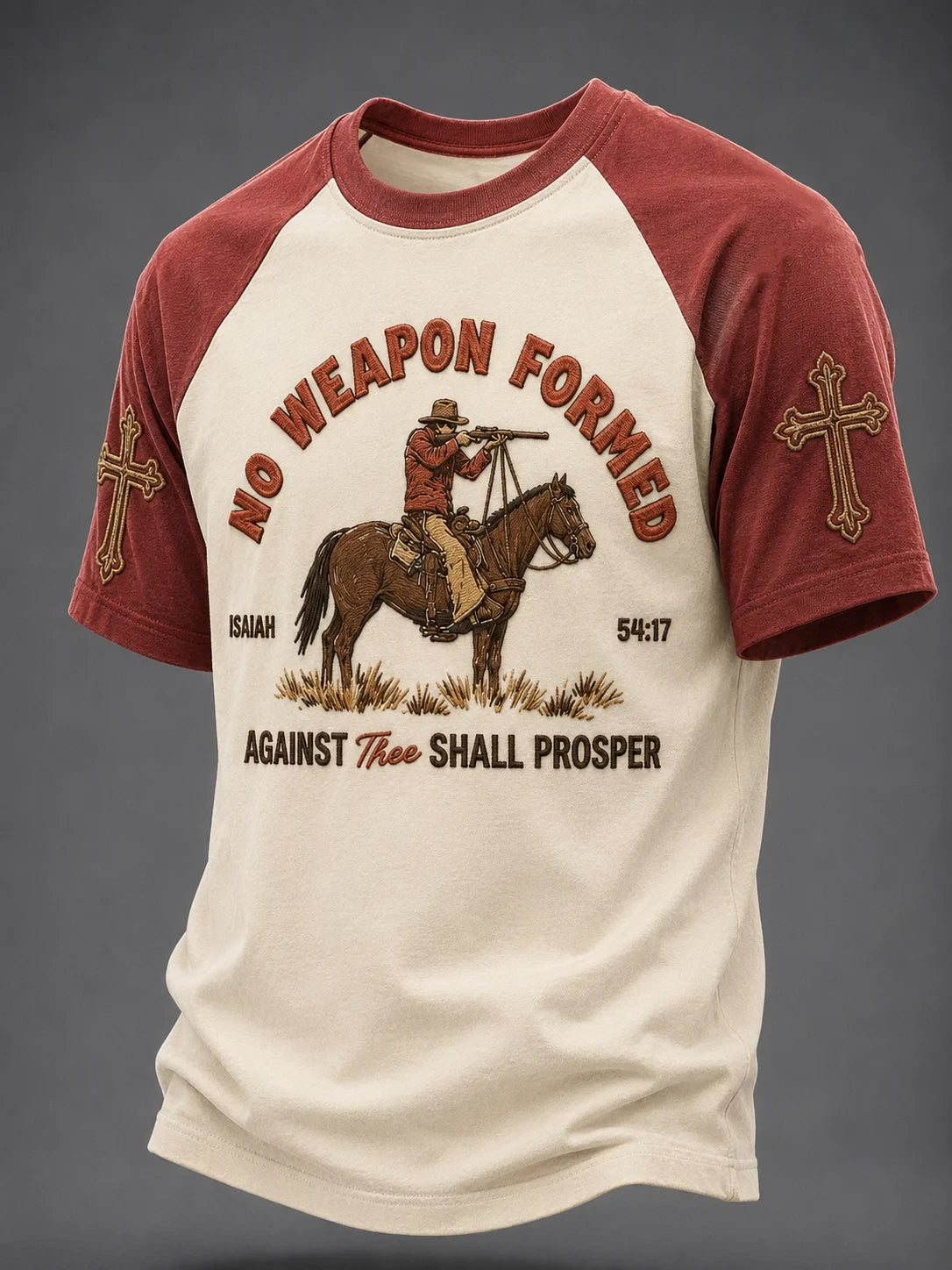 No Weapon Formed Against Thee T-Shirt Christian Bible Verse Cross Shirt Gift Ideas For Dad