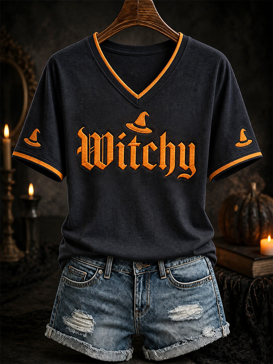 Witchy V-Neck Shirt Halloween Witch Shirt Halloween Gifts For Coworker