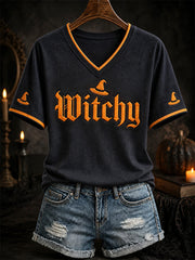 Witchy V-Neck Shirt Halloween Witch Shirt Halloween Gifts For Coworker