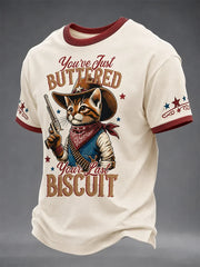 You've Just Buttered Your Last Biscuit T-Shirt Cowboy Cat Shirt Christian Gifts For Men