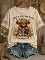 Just A Girl Who Loves Jesus T-Shirt Christian Cows Clothes Gift For Christian Graduate
