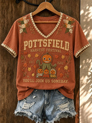 Potsfield Harvest Festival Est 1502 V-Neck Shirt You'll Join Us Someday Halloween Merch Gift