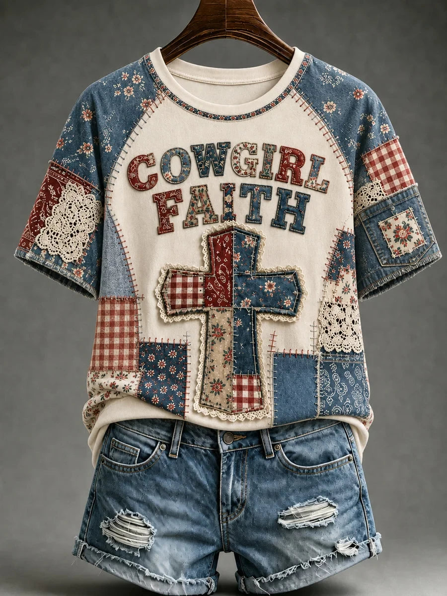 Cowgirl Faith T-Shirt Christian Cross Faith Apparel Birthday Gift Ideas For Wife
