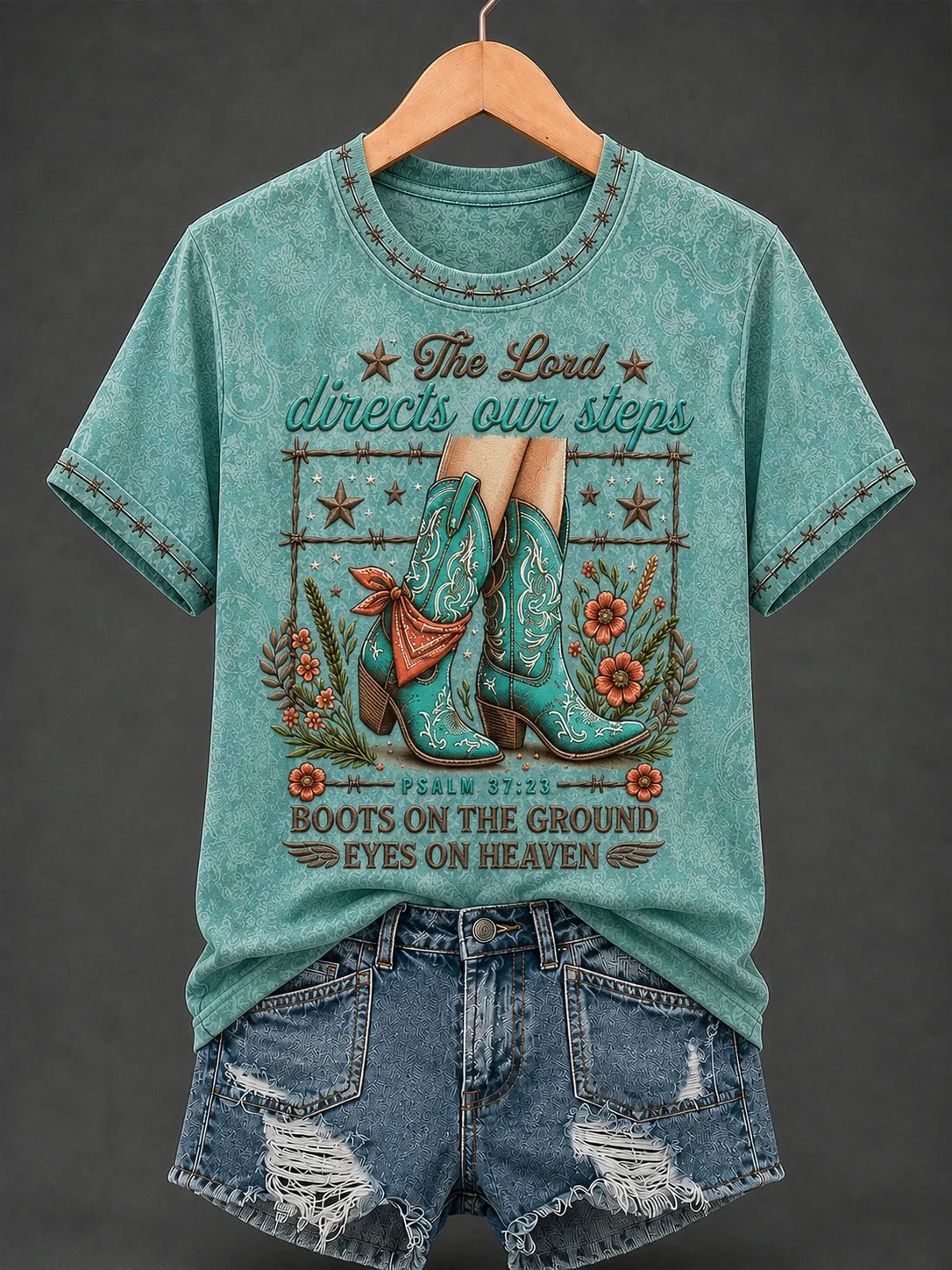 The Lord Directs Our Steps T-Shirt Christian Boots Western Shirt Birthday Gift For Wife