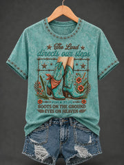 The Lord Directs Our Steps T-Shirt Christian Boots Western Shirt Birthday Gift For Wife