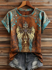 Western Boho Winged Cross T-Shirt Christian Wings Cross Clothing Christian Gifts For Her