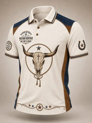 Western Heritage Polo Shirt Longhorn Skull Western Shirt Gifts For Teen Fans