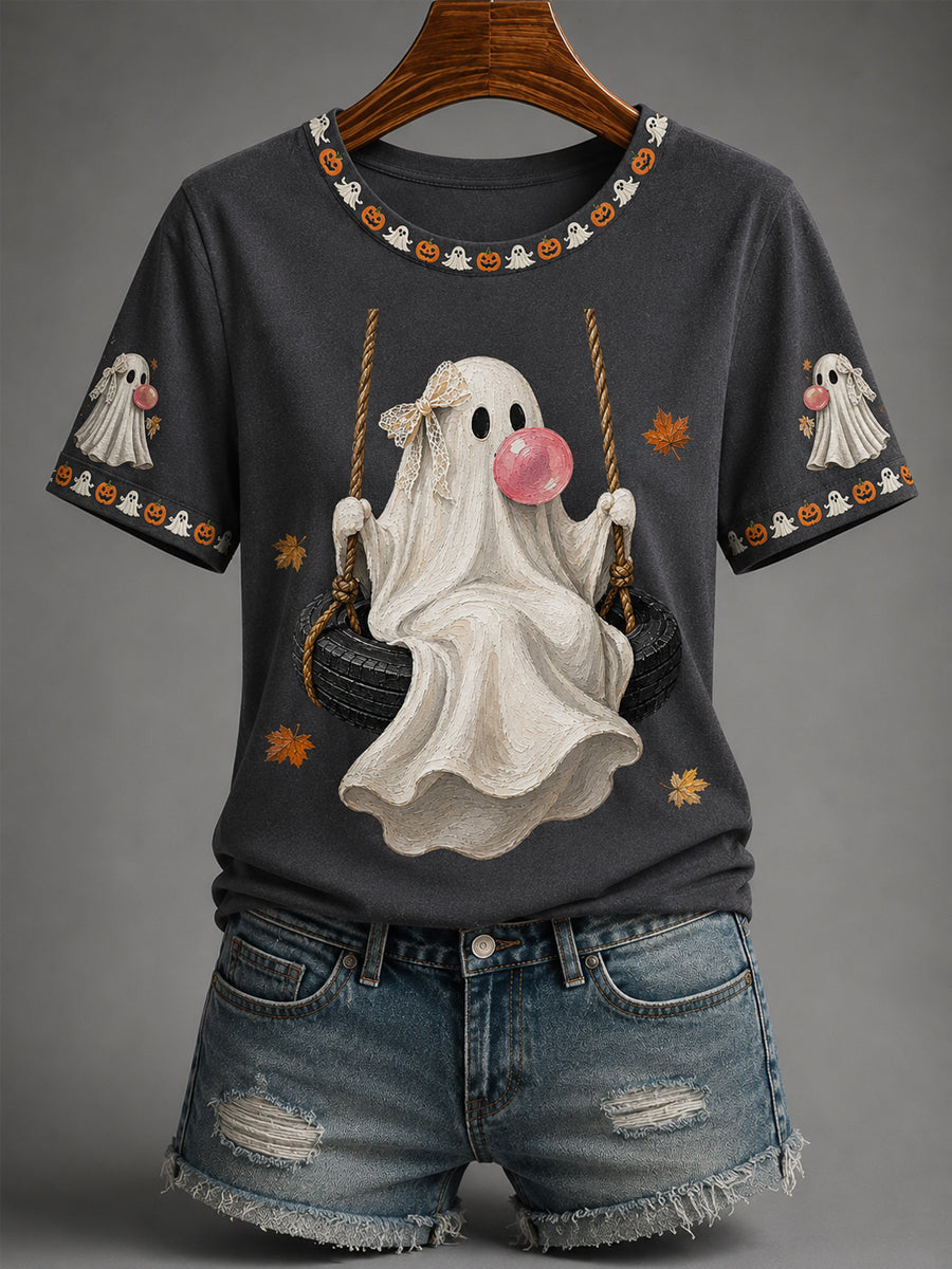 Cute Ghosts Boop Bubble Gum T-Shirt Halloween Ghost Tee Spooky Lover Gift Ideas
