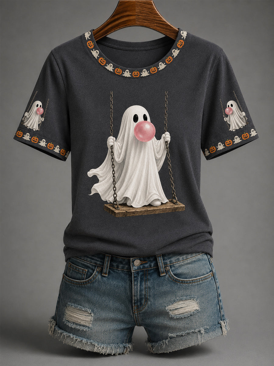 Ghost Blowing Bubble Gum T-Shirt Halloween Ghost Tee Fall Fashion Gift Ideas