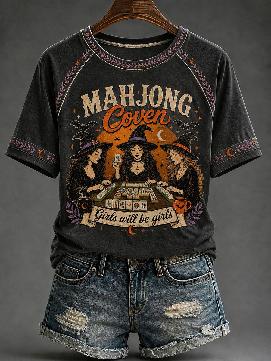 Mahjong Coven Girls Will Be Girls T-Shirt Halloween Witch Tee Birthday Gift Ideas For Wife