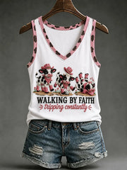 Walking By Faith Tripping Constantly Tank Top Cute Cow Merch Gift Ideas