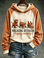 Walking By Faith Tripping Constantly Hoodie Western Country Apparel Gift For Her