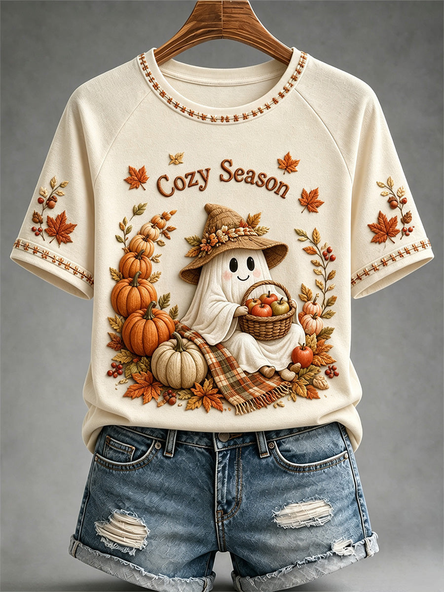 Cozy Season T-Shirt Autumn Halloween Shirt Birthday Gift For Wife