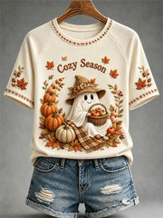 Cozy Season T-Shirt Autumn Halloween Shirt Birthday Gift For Wife