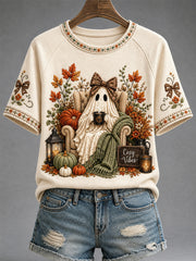 Cozy Vibes T-Shirt Autumn Halloween Shirt Gift For Halloween Enthusiasts