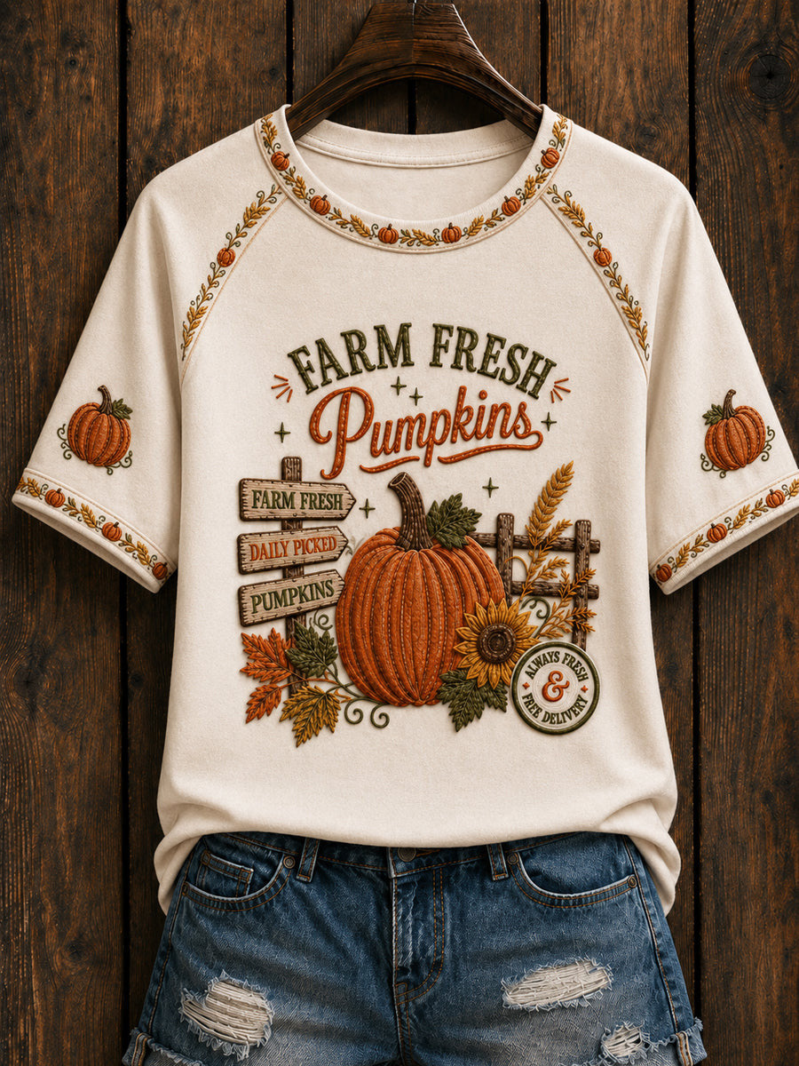 Farm Fresh Pumpkins Always Fresh T-Shirt Autumn Pumpkin Shirt Best Gifts For Wife