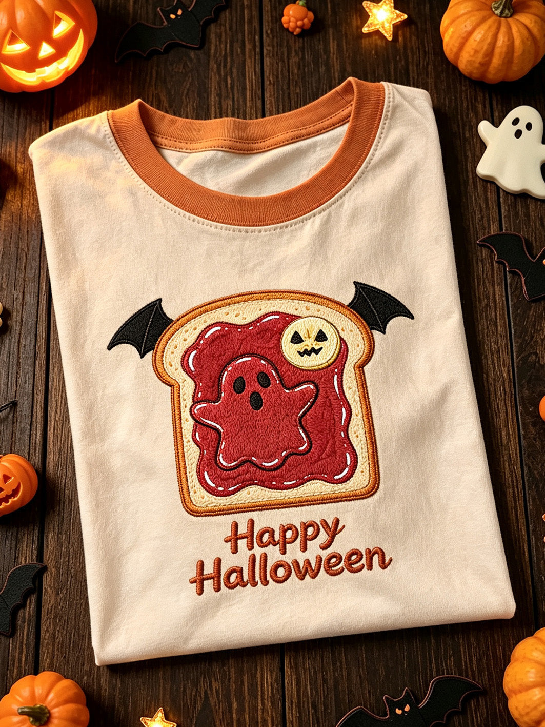Happy Spooky Ghost Toast T-Shirt Halloween Merch Gift For Spooky Fans