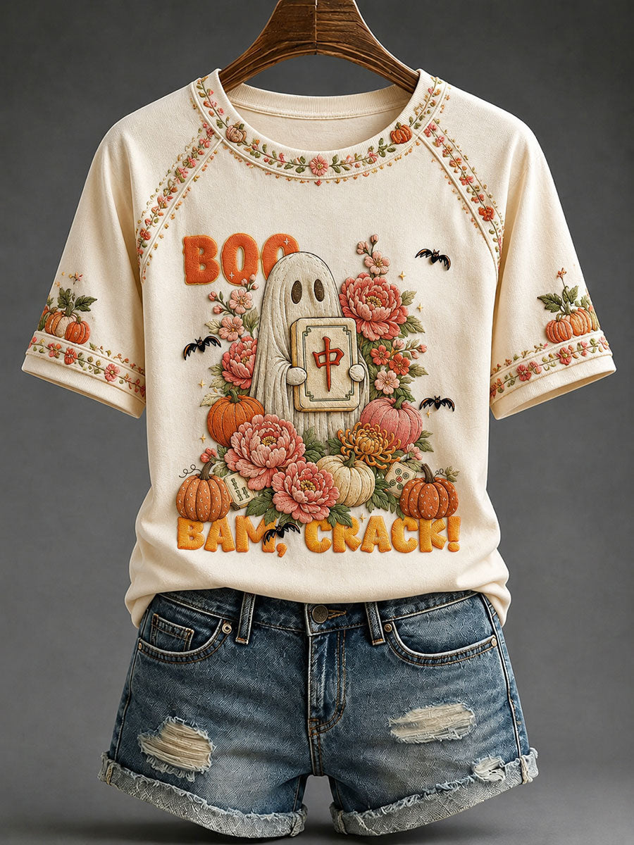 Boo Bam Crack T-Shirt Halloween Ghost Merch Halloween Gifts For Girls