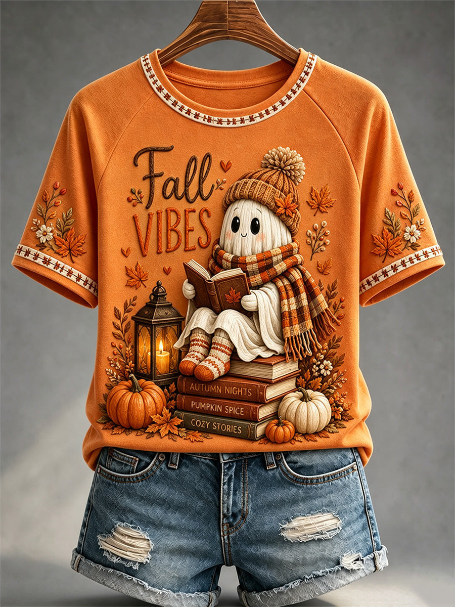 Fall Vibes Autumn Nights Pumpkin T-Shirt Autumn Halloween Shirt Unique Halloween Outfit Ideas