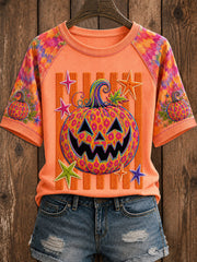Floral Leopard Pumpkin T-Shirt Halloween Pumpkin Shirt Trendy Halloween Gift