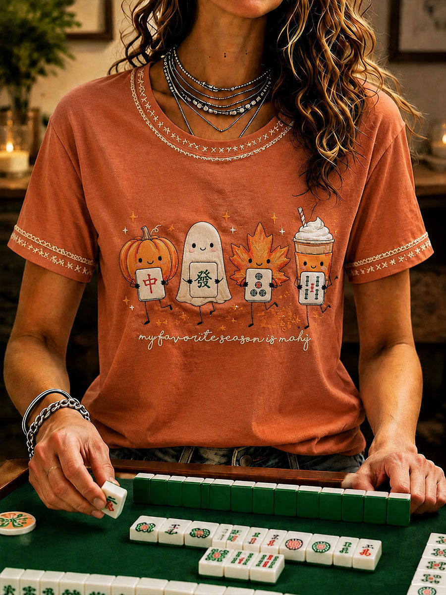 My Favorite Season Is Mahj T-Shirt Autumn Halloween Merch Cozy Halloween Gift Ideas