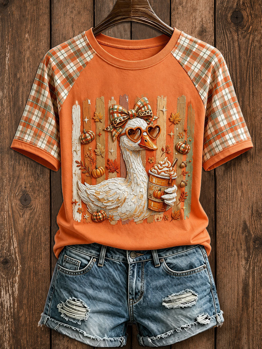 Cute Goose With Pumpkin Spice T-Shirt Autumn Fall Tee Cozy Halloween Apparel Ideas