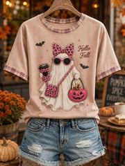 Hello Fall T-Shirt Halloween Ghost Shirt Unique Birthday Gift For Women
