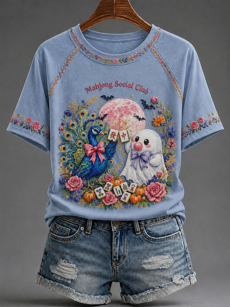 Mahjong Social Club T-Shirt Mahjong Ghost Tee Gift For Halloween Lover