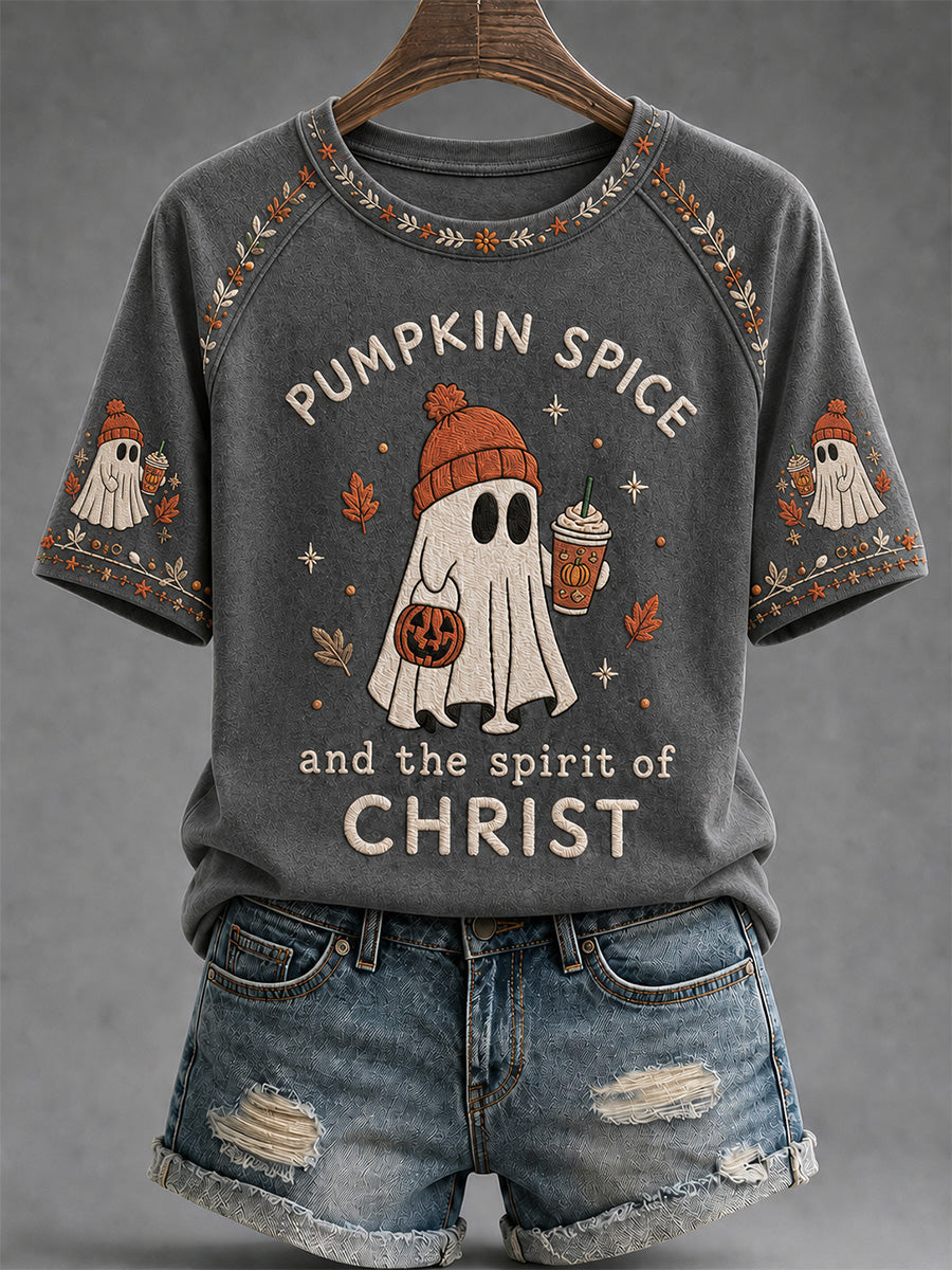 Pumpkin Spice And The Spirit Of Christ T-Shirt Autumn Halloween Merch Cozy Halloween Gift Ideas