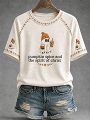 Pumpkin Spice And The Spirit Of Christ T-Shirt Halloween Ghost Shirt Women Halloween