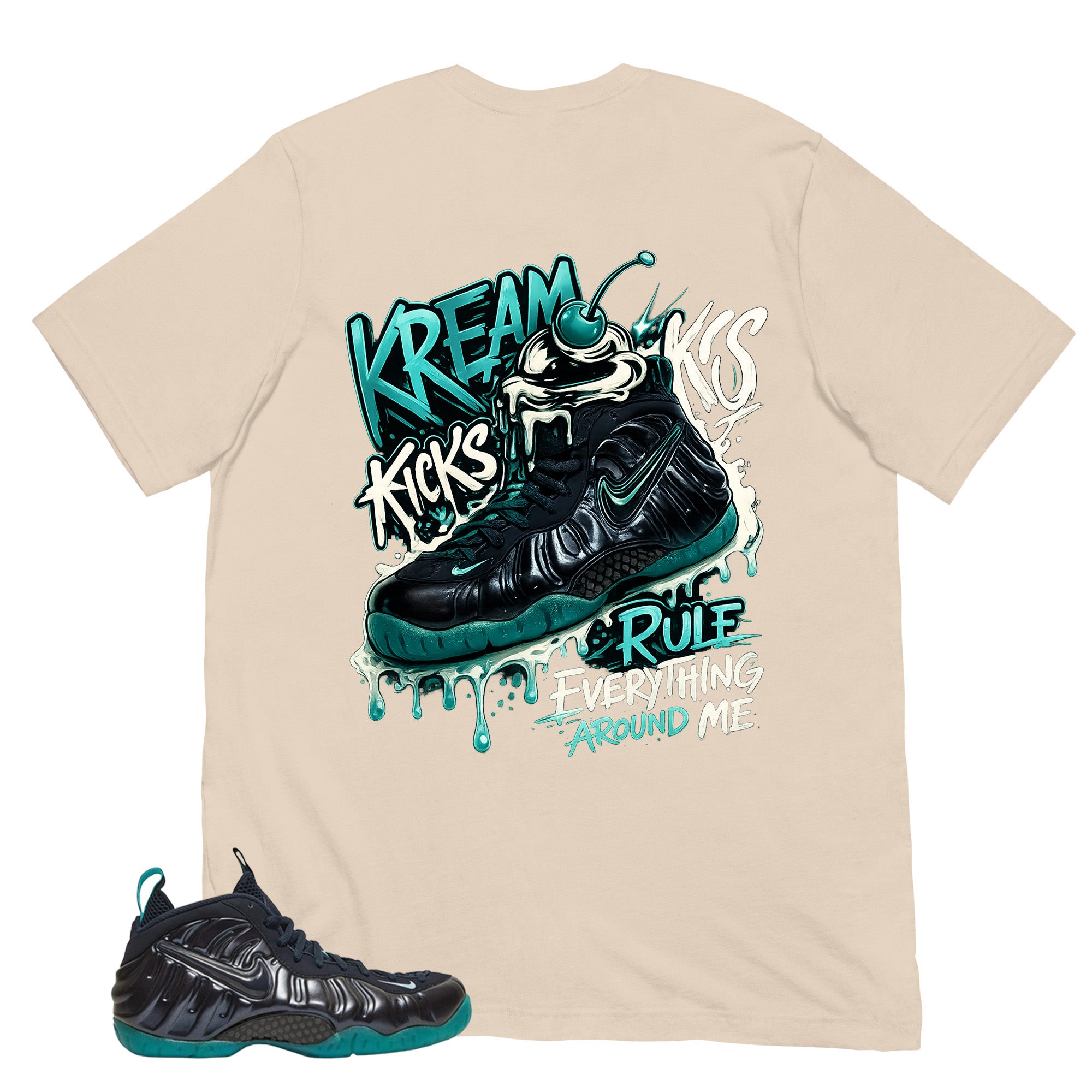 Kream Kicks Shirt - Matching Air Foamposite Pro 'Aqua'