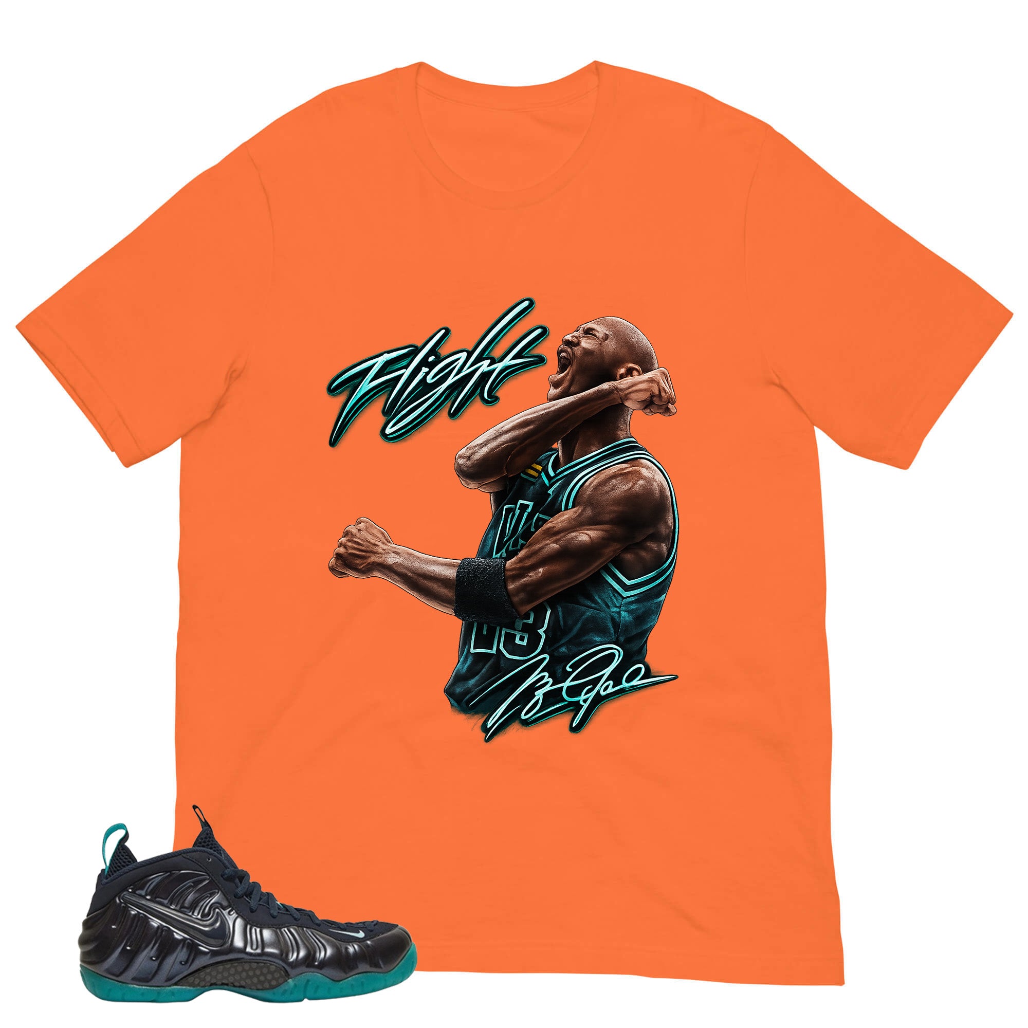 Flight Legend MJ Shirt - Matching Air Foamposite Pro 'Aqua'