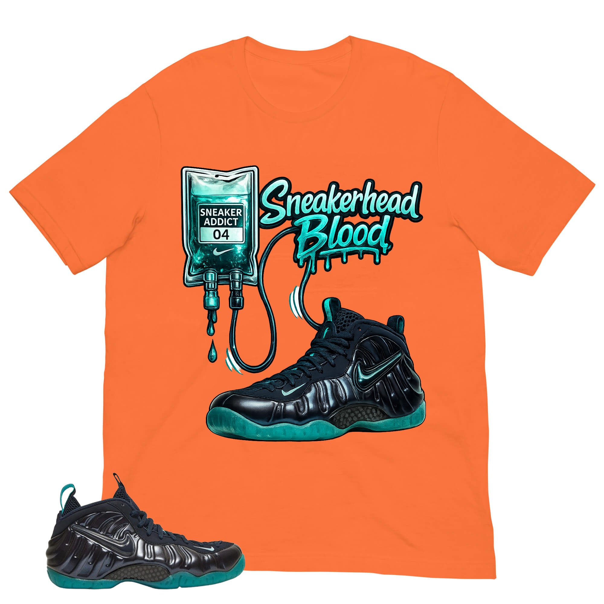 Sneakerhead Blood Shirt to Matching Foams Pro Aqua