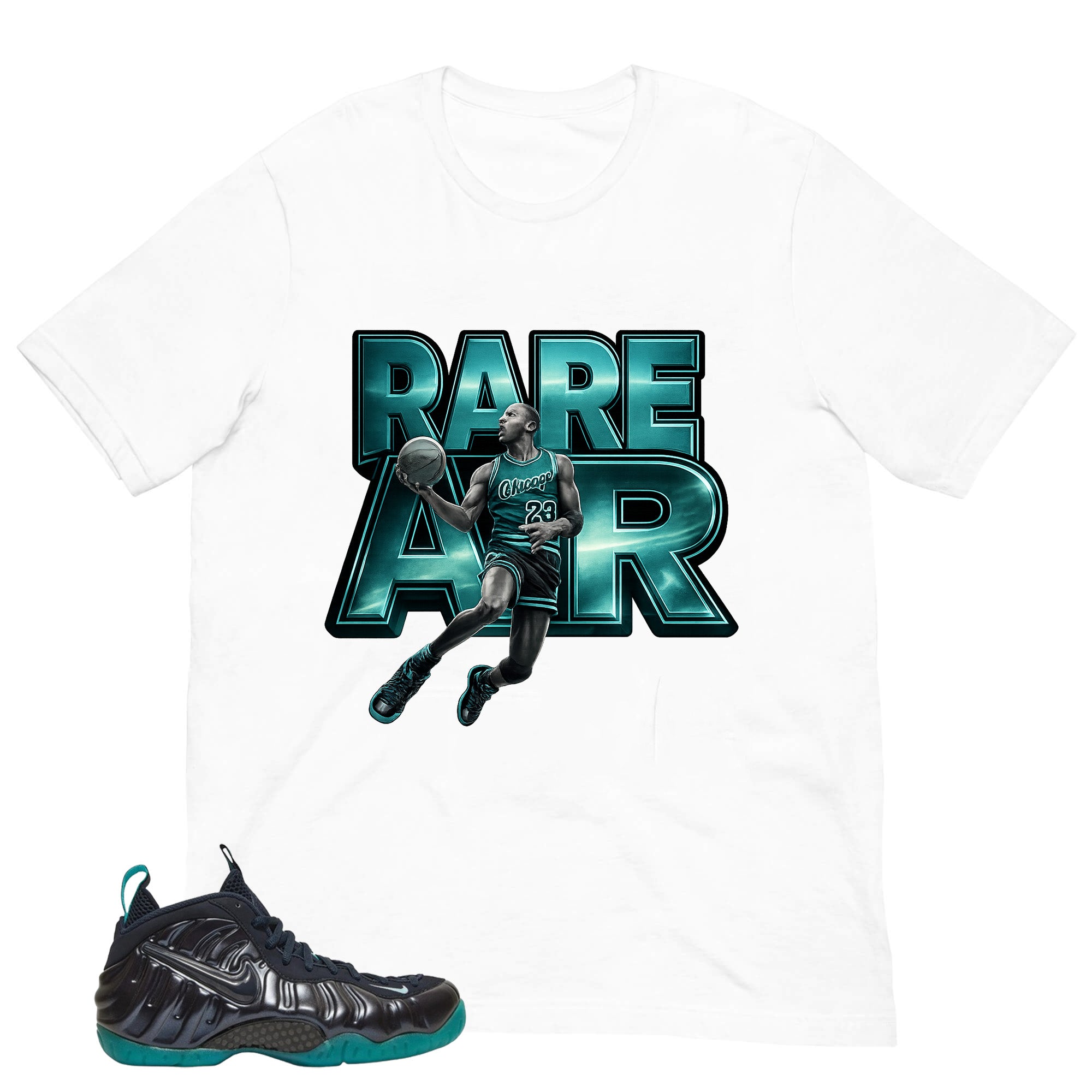 Rare Air MJ Shirt to Matching Foams Pro Aqua