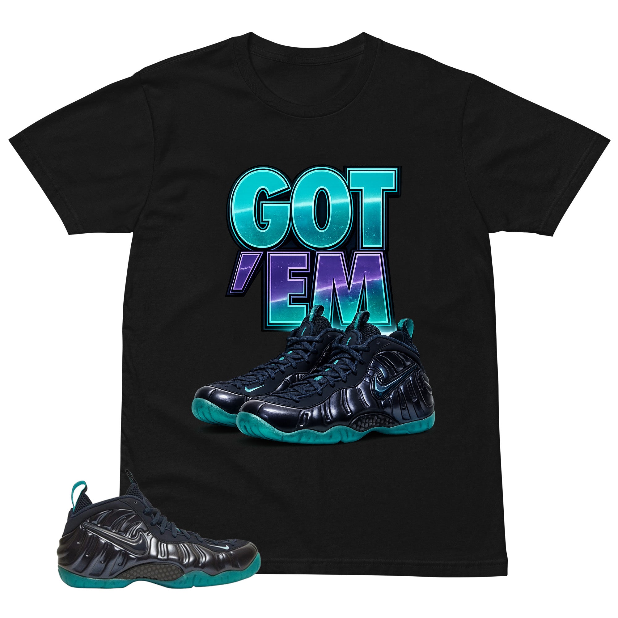 Got 'Em Sneaker Shirt to Matching Foams Pro Aqua