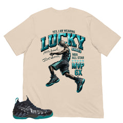I Wear Lucky Shoe MJ Shirt to Matching Foams Pro Aqua