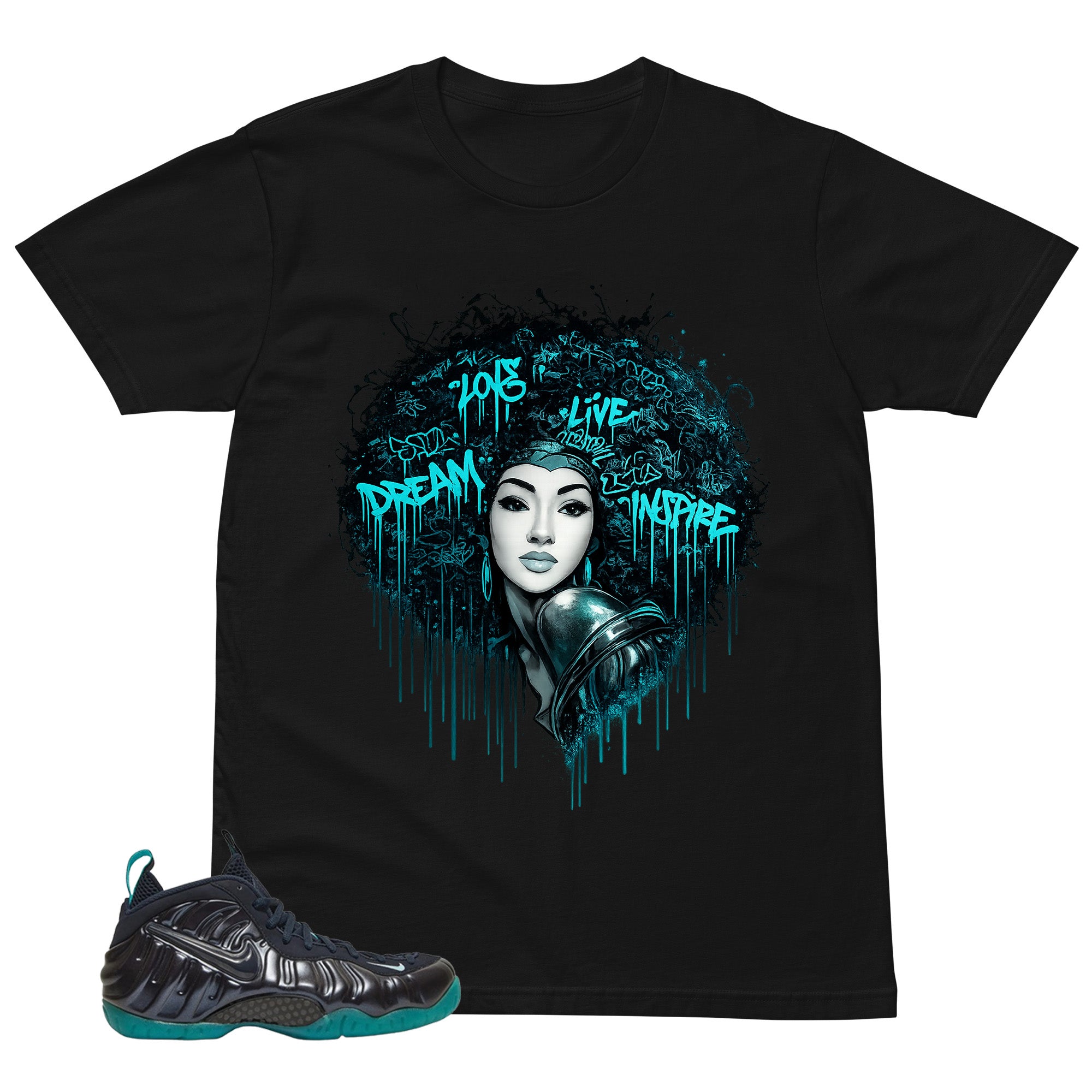 Afro Queens Shirt to Matching Foams Pro Aqua