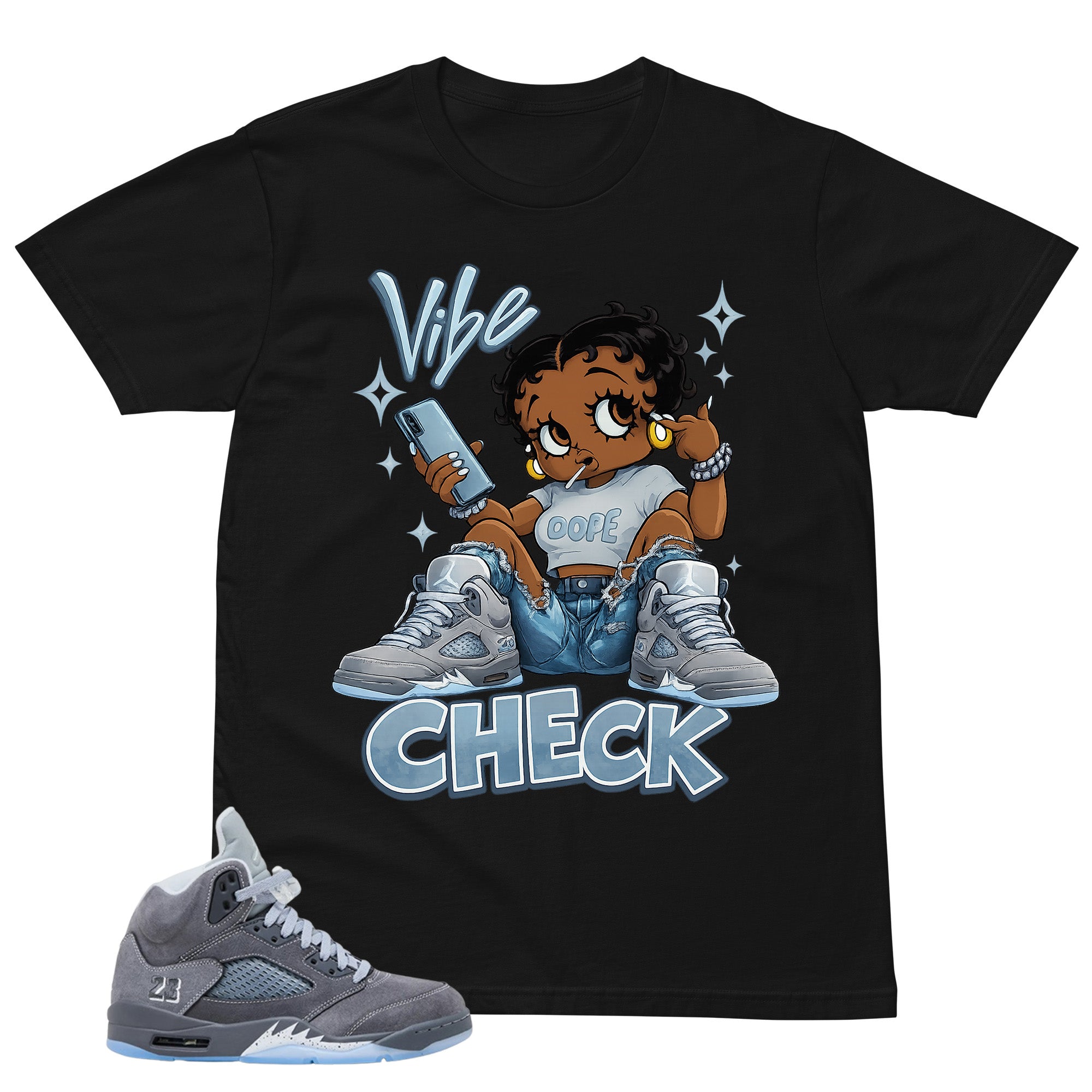 Graphic Tee Vibe Check Shirt - Matching Air Jordan 5 Retro 'Wolf Grey' 2026