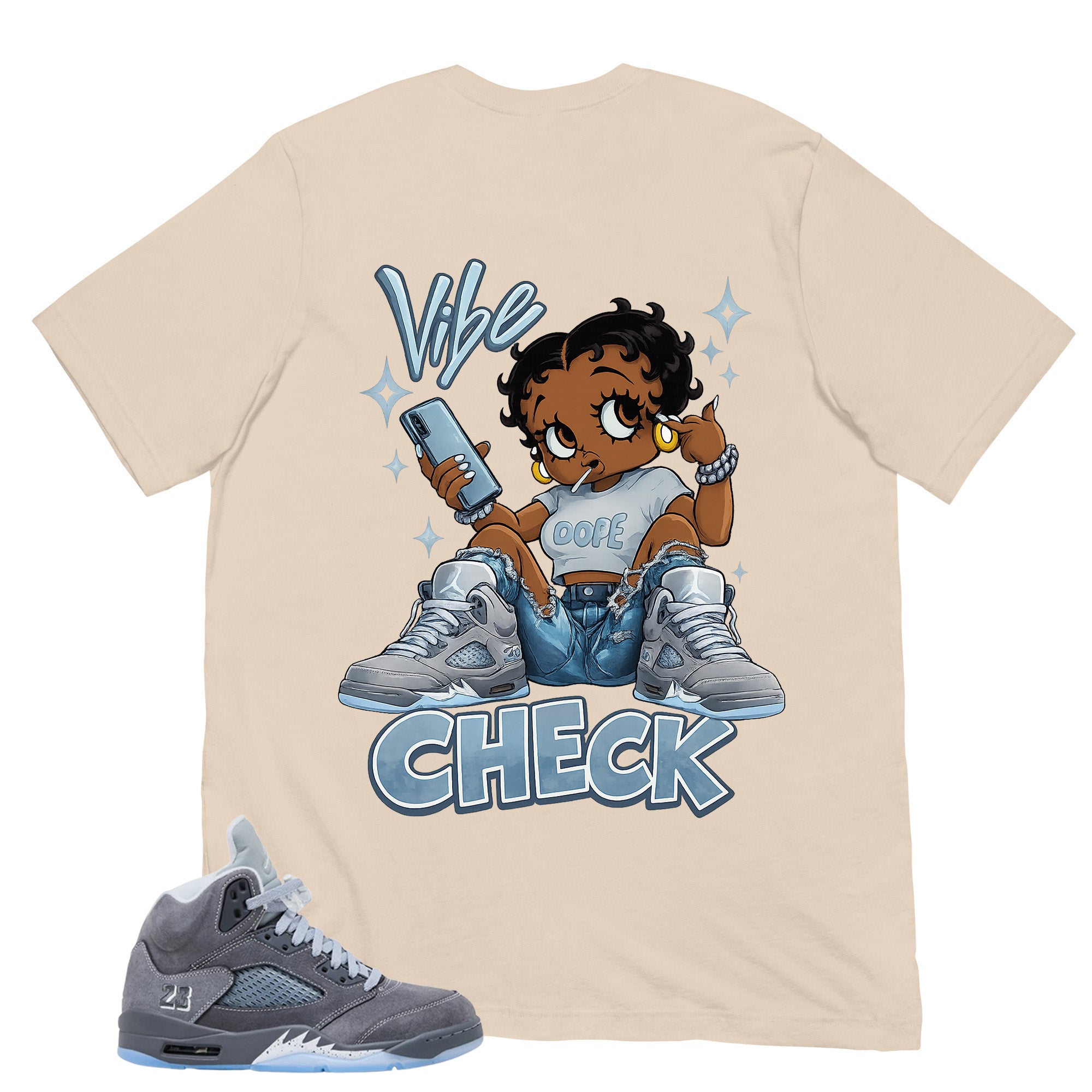 Graphic Tee Vibe Check Shirt - Matching Air Jordan 5 Retro 'Wolf Grey' 2026