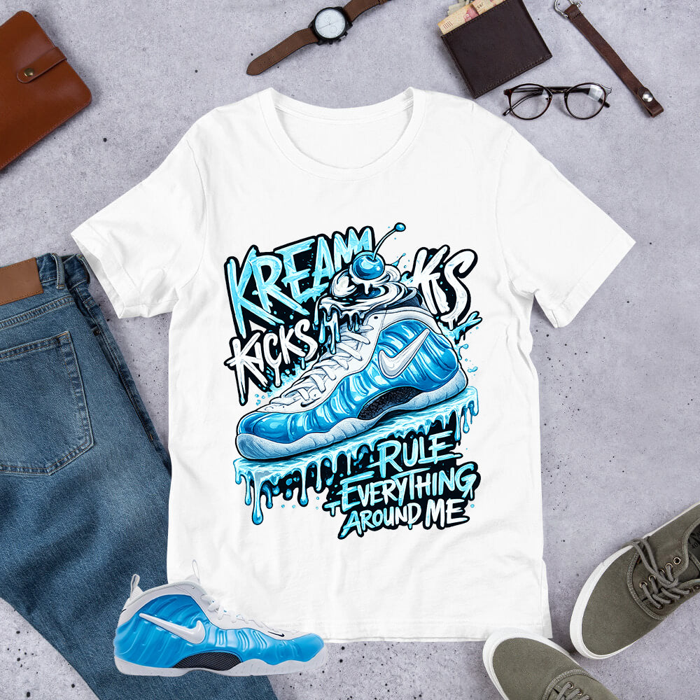 Kream Kicks Shirt - Matching Air Foamposite Pro 'University Blue' 2026