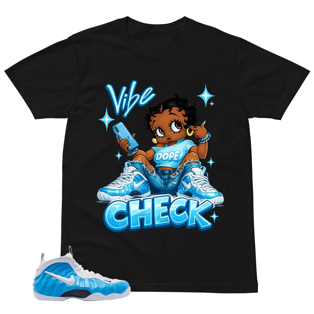 Vibe Check Shirt - Matching Air Foamposite Pro 'University Blue' 2026