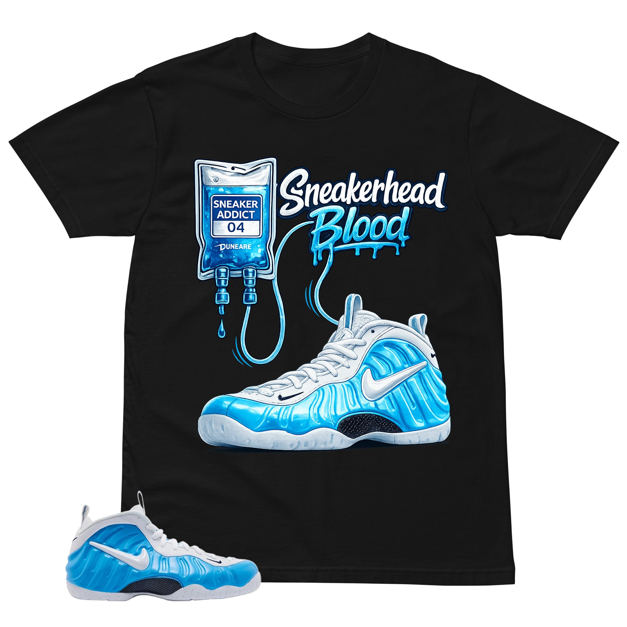 Sneakerhead Blood Shirt - Matching Air Foamposite Pro 'University Blue' 2026