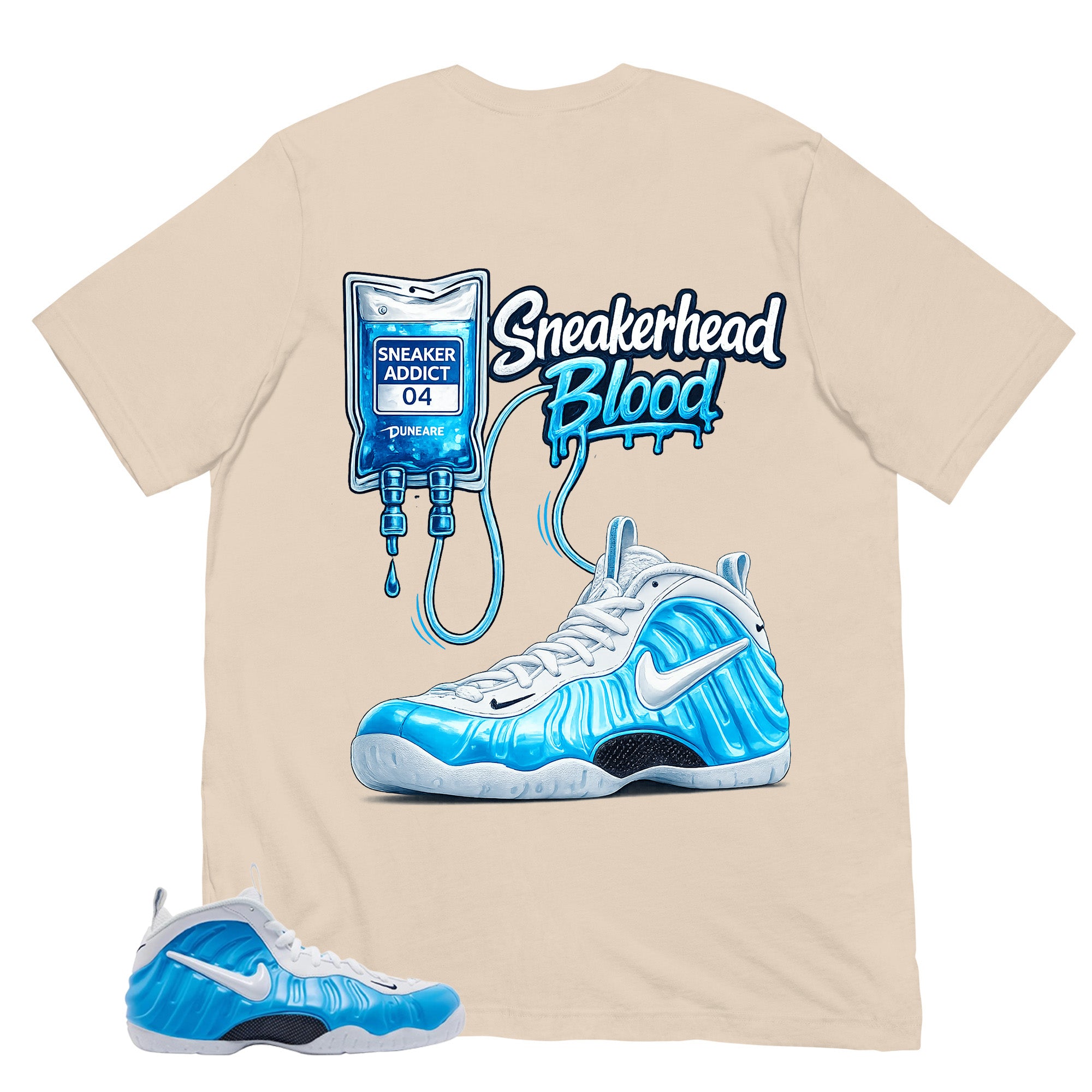 Sneakerhead Blood Shirt - Matching Air Foamposite Pro 'University Blue' 2026