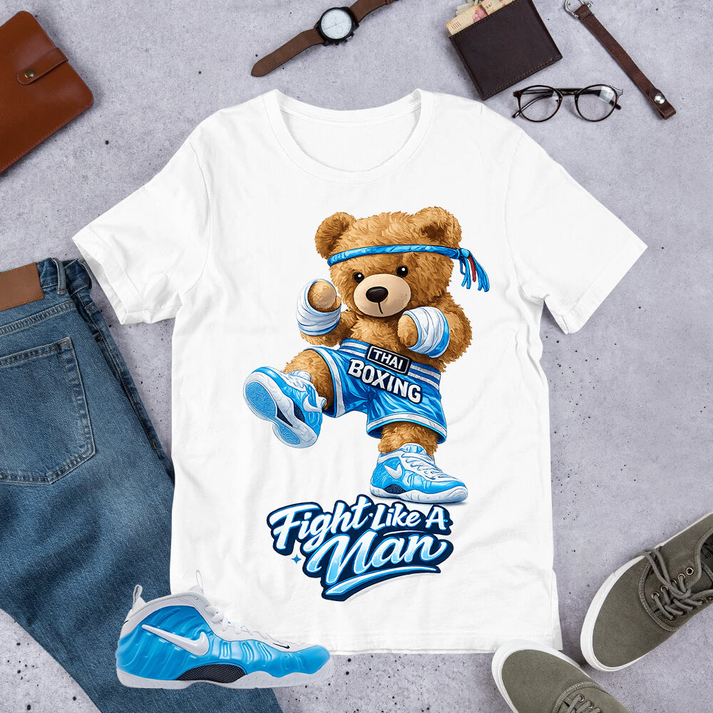 Flight Like A Man Bear Shirt - Matching Air Foamposite Pro 'University Blue' 2026