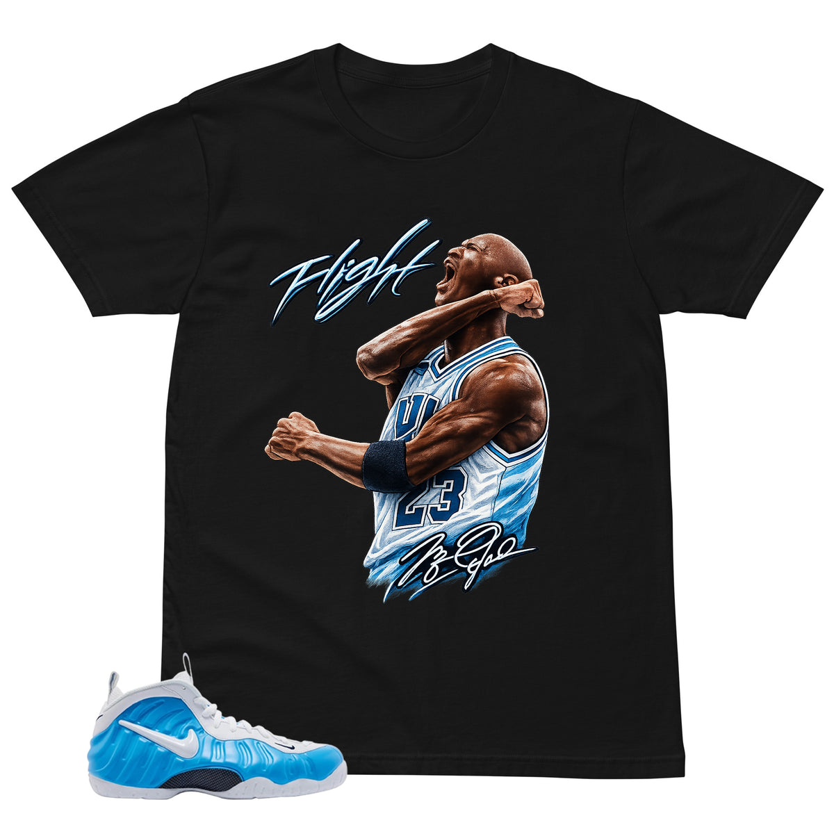 Flight Legend MJ Shirt - Matching Air Foamposite Pro 'University Blue' 2026