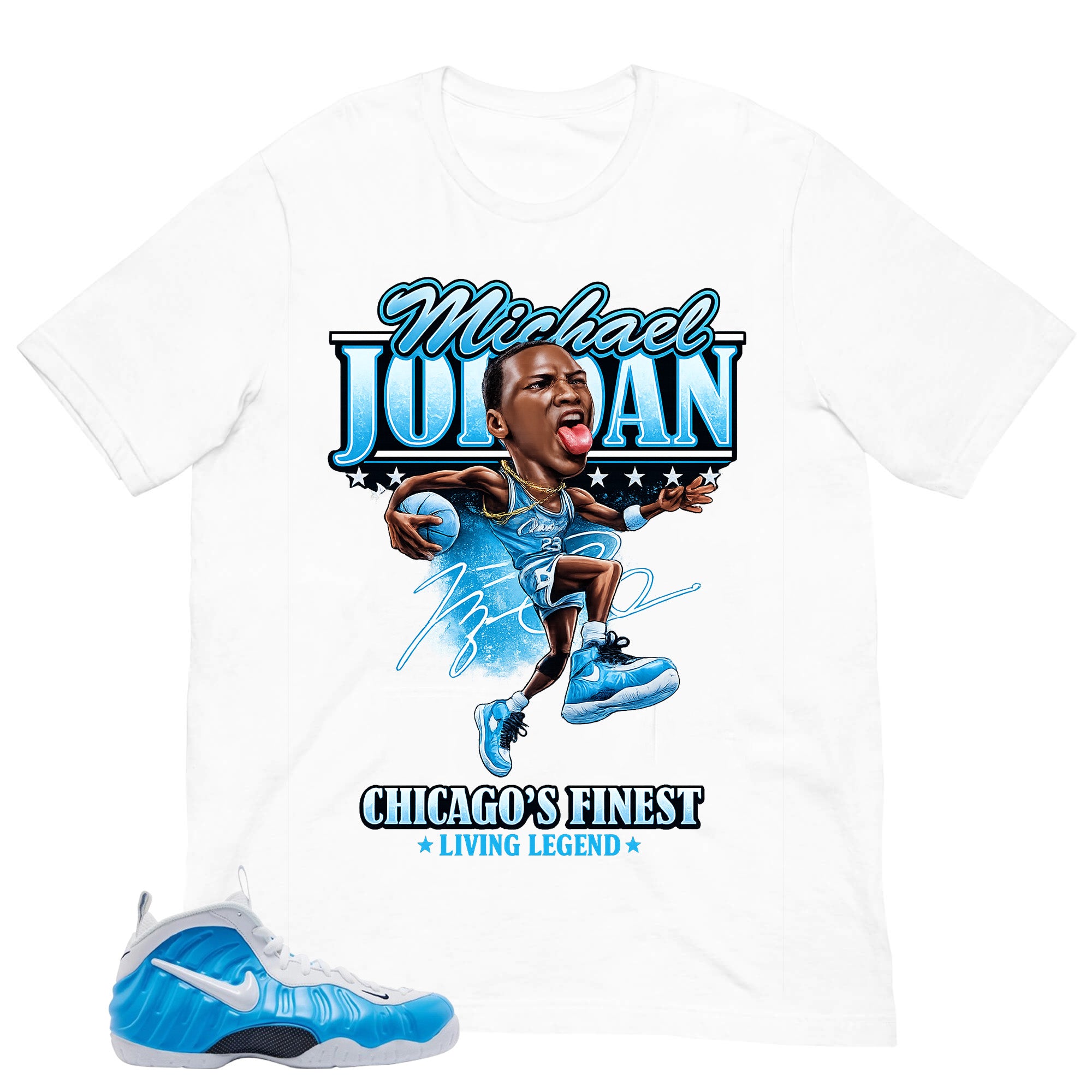 MJ Living Legend Shirt - Matching Air Foamposite Pro 'University Blue' 2026